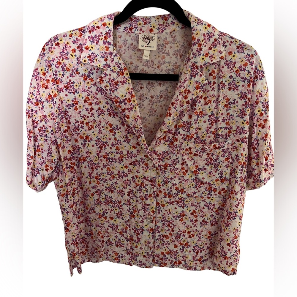 Self steem pink floral blouse